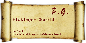 Plakinger Gerold névjegykártya